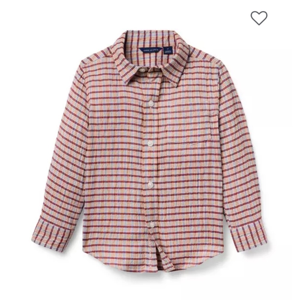 NWT Janie and Jack Plaid Seersucker Twill Shirt